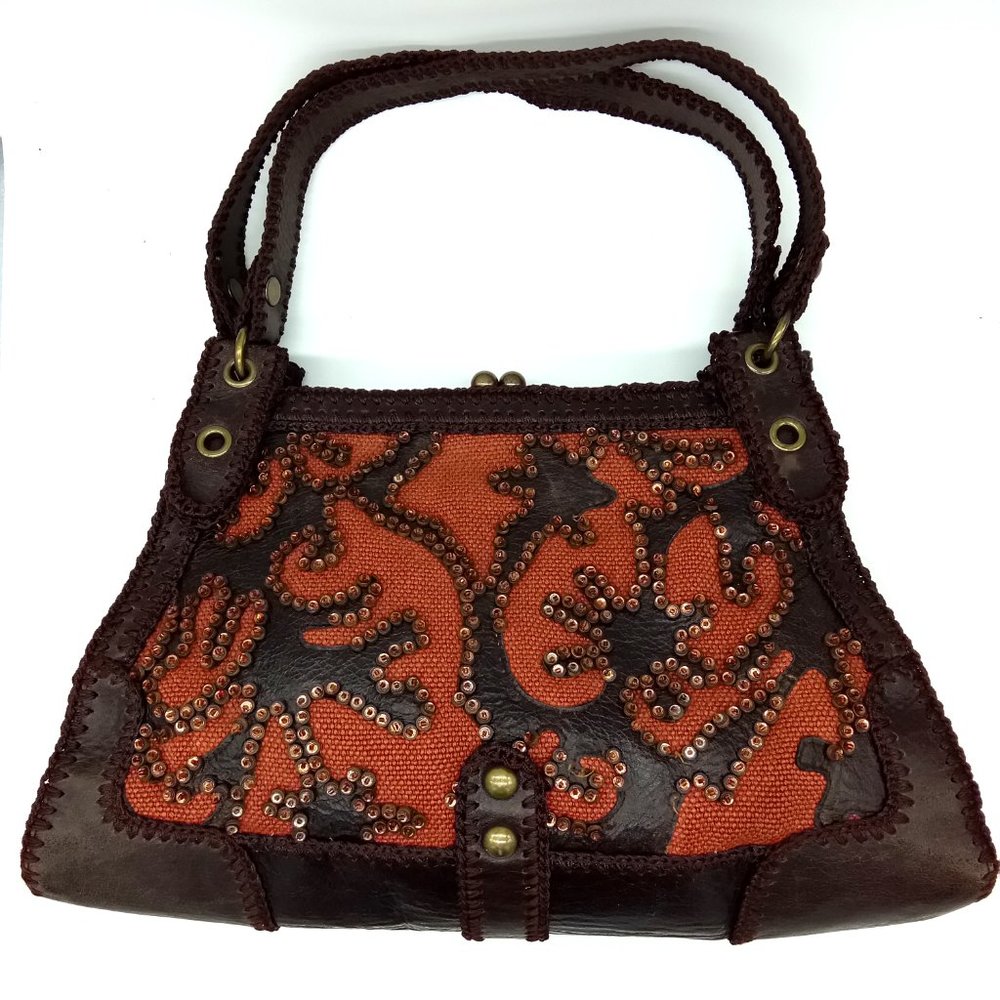 Vintage Isabella Fiore Brown Beaded Leather Purse - Picture 3 of 15